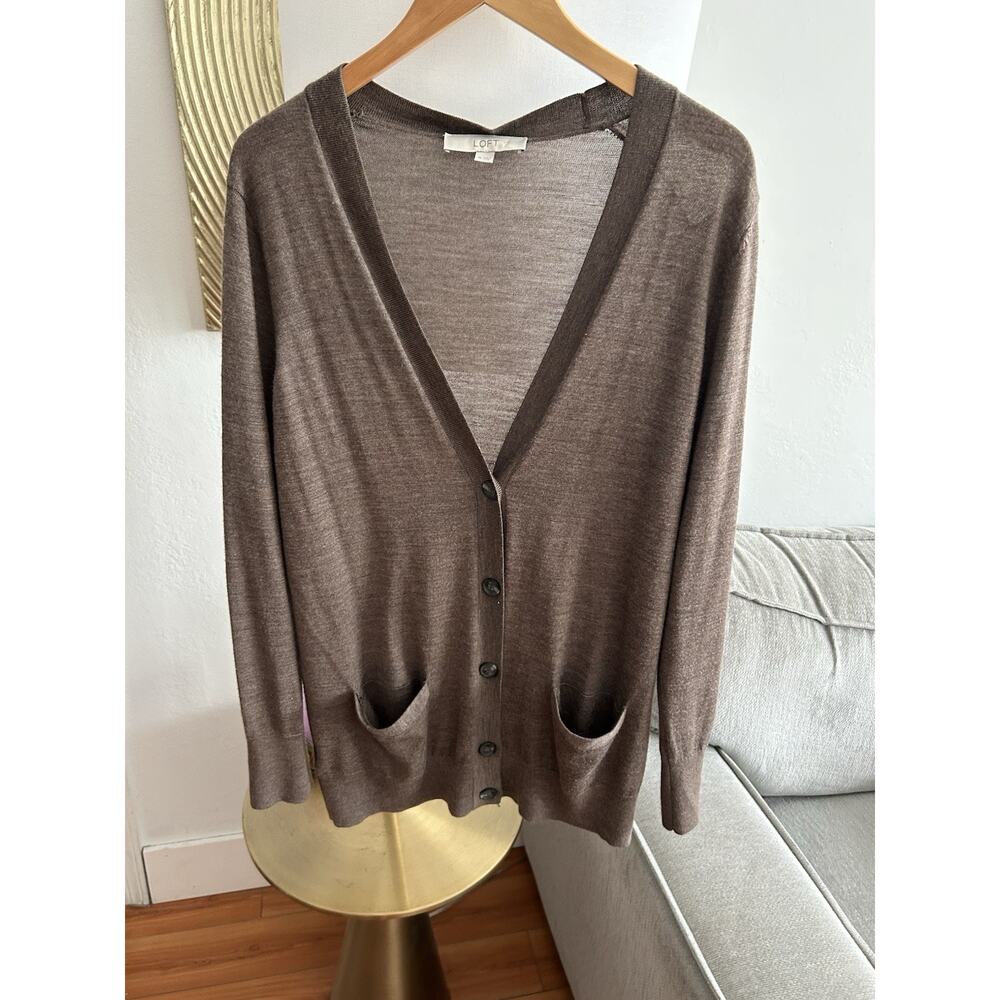 Y2K 90 ‘s Wool Blend Preppy Cardigan Long Sweater XL Brown Bottom Retro